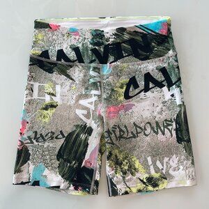 Calvin Klein Performance Bike Shorts Size M Graffiti Multicolor Print